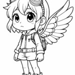 Dziewczynka z skrzydłami w goglach i plecaku