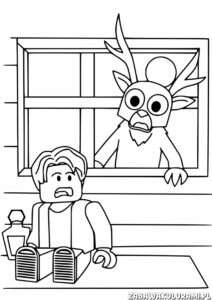 99 nocy w lesie Kolorowanka - LEGO i tajemnicze stworzenie w lesie