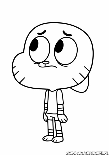 Gumball Kolorowanka - zabawny bohater z dużymi oczami i paskami na spodniach