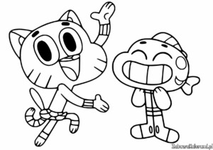 Gumball Malowanka do druku - kolorowanka z Gumballem i Darwinem