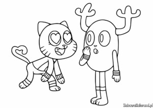 Gumballa Malowanki - kolorowanka z Gumballem i Tobiaszem