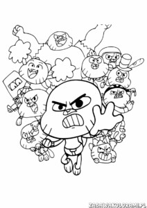 Gumballa Malowanki do druku - kolorowanka z bohaterami Gumballa