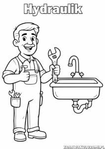 Hydraulik Kolorowanka - wesoły hydraulik z narzędziami