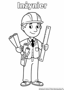 Inżynier Kolorowanka: Inżynier z narzędziami i planem