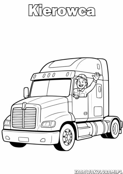 Kierowca Kolorowanka - wielki pojazd z kierowcą w kabinie