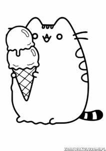 Kolorowanka Pusheen z lodami - kolorowanka dla dzieci z Pusheen i lodami