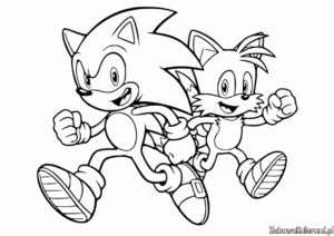 Sonic i Tails biegają obok siebie w kolorowance
