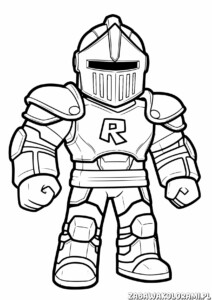 Kolorowanka roblox rycerz - rycerz w stylu Roblox gotowy do kolorowania