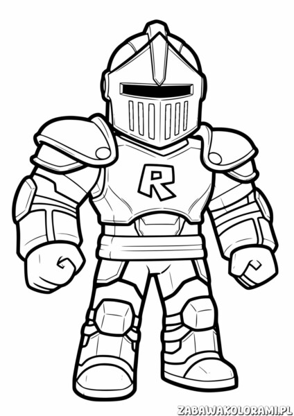 Kolorowanka roblox rycerz - rycerz w stylu Roblox gotowy do kolorowania