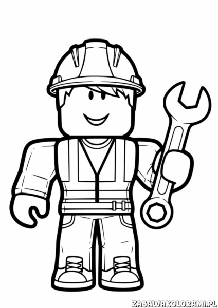 Kolorowanki Roblox Dla Dzieci - Budowlanka z narzędziami
