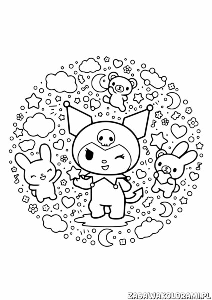 Kuromi Kolorowanka z ulubionymi postaciami i elementami dekoracyjnymi