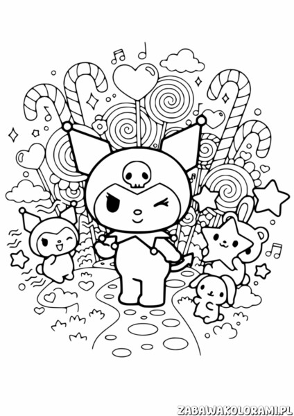 Kuromi Kolorowanka relaksacyjna z ulubionymi postaciami i słodyczami