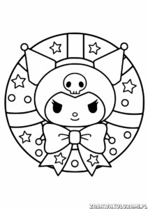 Kuromi Kolorowanka świąteczna z kapeluszem i wstążką