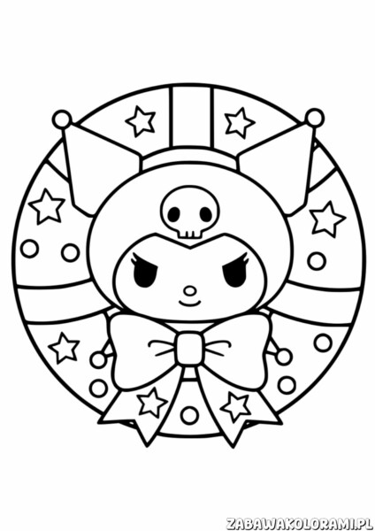 Kuromi Kolorowanka świąteczna z kapeluszem i wstążką