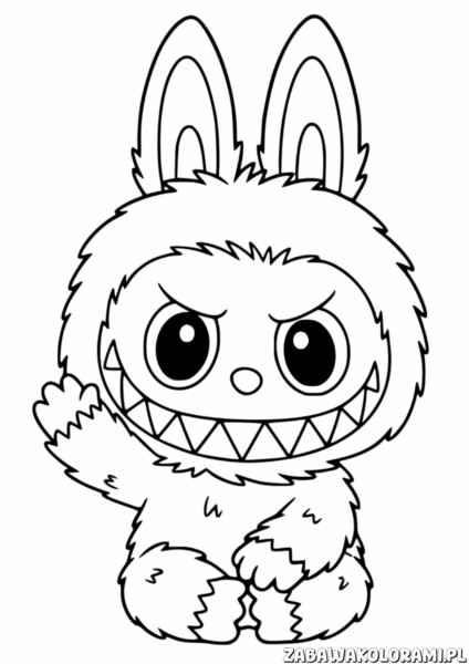 Labubu Kolorowanka do druku - kolorowanka z wściekłym zwierzęciem