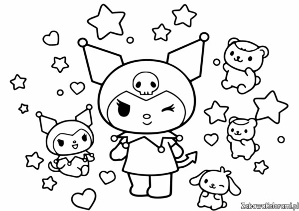 Malowanka Kuromi - kolorowanka z ulubionymi postaciami i przyjaciółmi