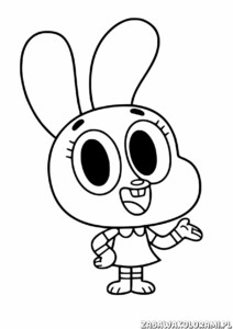 Niesamowity Świat Gumballa Kolorowanka przedstawiająca Gumballa w zabawnym stroju