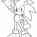Kolorowanka przedstawiająca Sonica w dynamicznej pozie