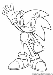Kolorowanka przedstawiająca Sonica w dynamicznej pozie