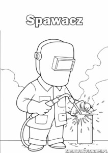 Spawacz Kolorowanka do druku - kolorowanka z profesjonalnym spawaczem w stroju ochronnym