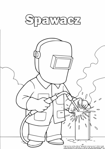 Spawacz Kolorowanka do druku - kolorowanka z profesjonalnym spawaczem w stroju ochronnym