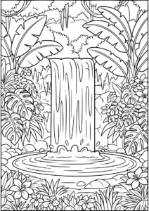 Wodospad Kolorowanki: Maluj wodospad i tropikalną przyrodę