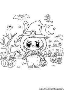 Labubu Halloween kolorowanka z postaciami straszydeł