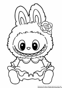 Labubu kolorowanka - zabawnego labubu w sukience czeka na Twoje kolory