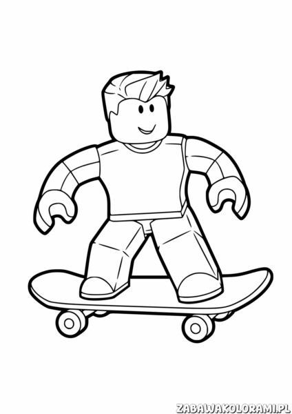 Malowanki Roblox - kolorowanka z bohaterem na deskorolce