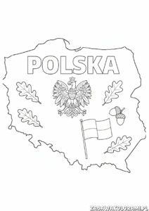 11 listopada – polska kolorowanka z symbolami narodowymi i flagą