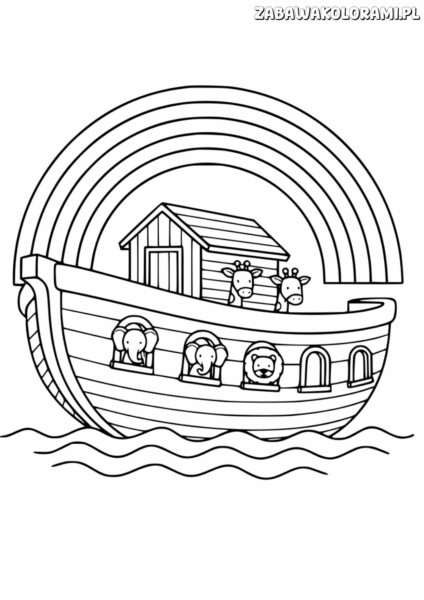 Arka Noego Kolorowanka Religijna z zwierzętami i tęczą