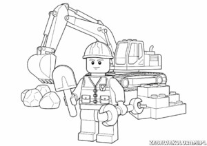 Budowlaniec lego - kolorowanka z budowlańcem i legowymi blokami