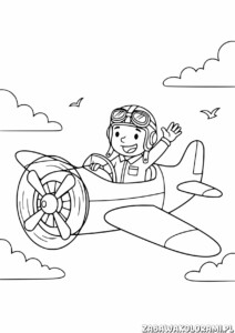 Dla dzieci Kolorowanka Samolot - kolorowanka z pilotem w samolocie