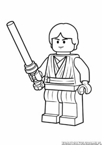 Gwiezdne Wojny Lego Kolorowanka - Luk Skywalker z Mieczem Świetlnym