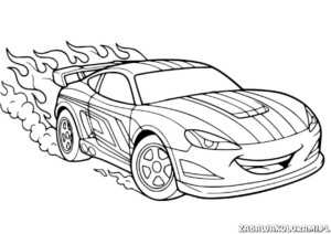 Hot Wheels Malowanki - kolorowanka samochodu sportowego z płomieniami