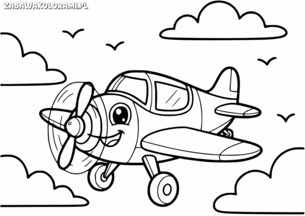 Kolorowanka Samolot dla dzieci - zabawne kolorowanki dla maluchów