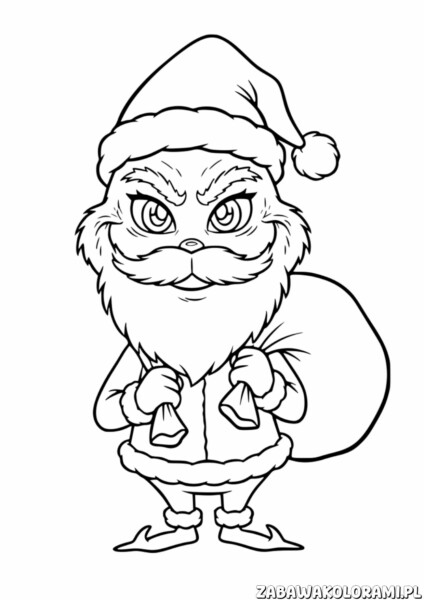 Kolorowanka do druku Grinch - pomaluj złośliwego bohaterskiego Grincha