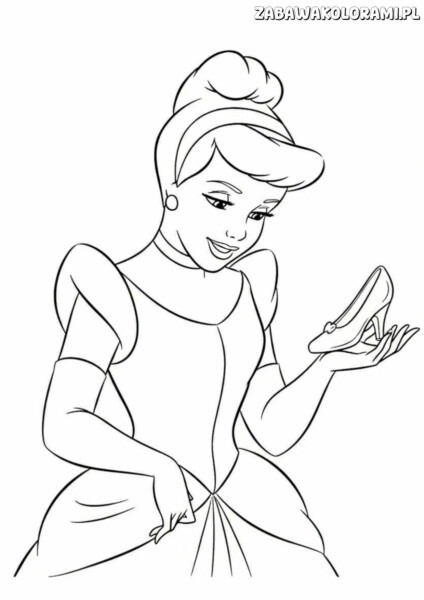 Kolorowanka księżniczki Kopciuszek z klasyczną bajką