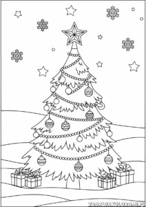 Kolorowanka świąteczna choinka - kolorowanka świąteczna z ozdobami i prezentami