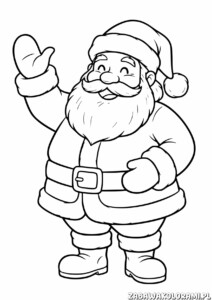 Kolorowanki świąteczne do druku: Wesoły Święty Mikołaj