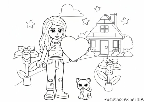LEGO Friends Kolorowanka - Dziewczynka z kotkiem w ogrodzie