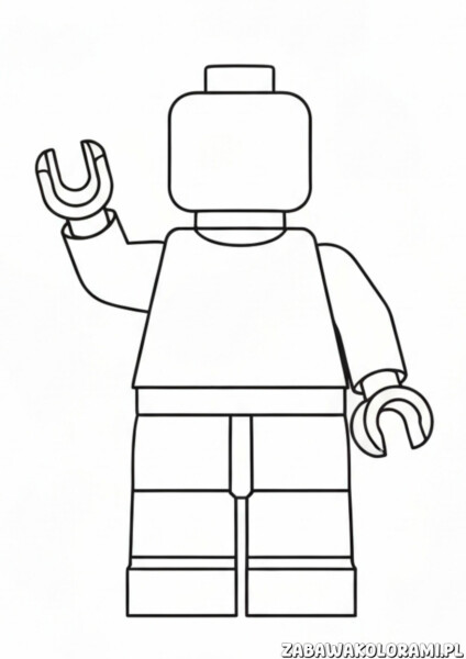 LEGO Kolorowanka - Wesoły Minifigure wita się z Tobą. Kolorowanka z postacią LEGO do wydruku.
