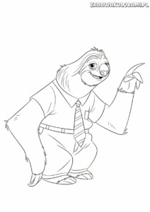 Leniwiec kolorowanka zootopia - leniwiec w eleganckim stroju