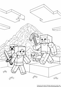 Malowanka Minecraft do druku - kolorowanka z bohaterami Minecraft