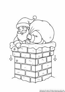 Mikołaj Kolorowanka świąteczna z workiem prezentów