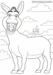 Osioł – kolorowanka Shrek: radosny osioł z filmu Shrek