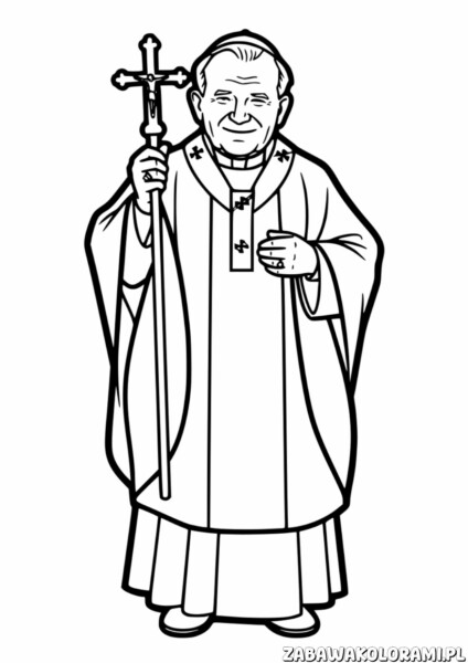 Papież Jak Paweł II Kolorowanka – kolorowanka z papieżem w stroju liturgicznym