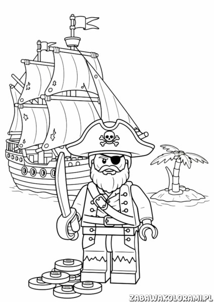 Pirat Lego Kolorowanka - Pirat z mieczem i hakiem