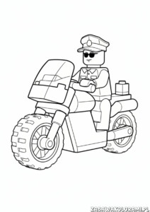 Policjant na motorze Lego - kolorowanka policjanta na motorze