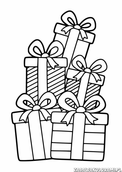 Prezenty Kolorowanka świąteczna z prezentami w formie piramidy